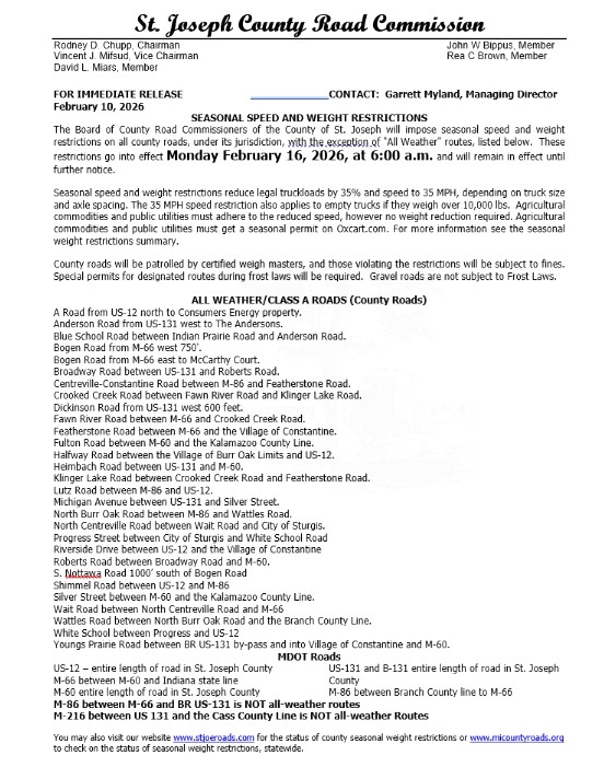 Seasonal Speed/Weight Restrictions Start Monday In SJC